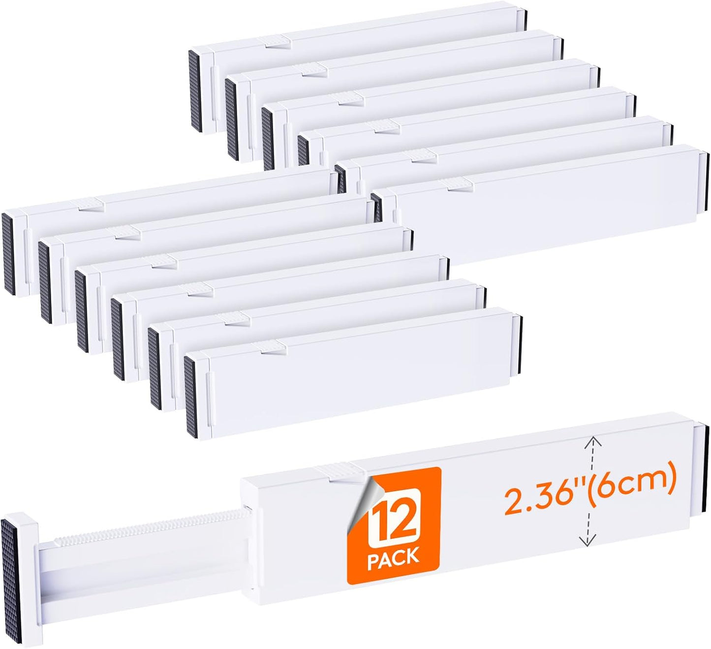 Lifewit 12 Pack Kitchen Drawer Dividers 2.36" High, 11"-17" Adjustable Drawer Organizer for