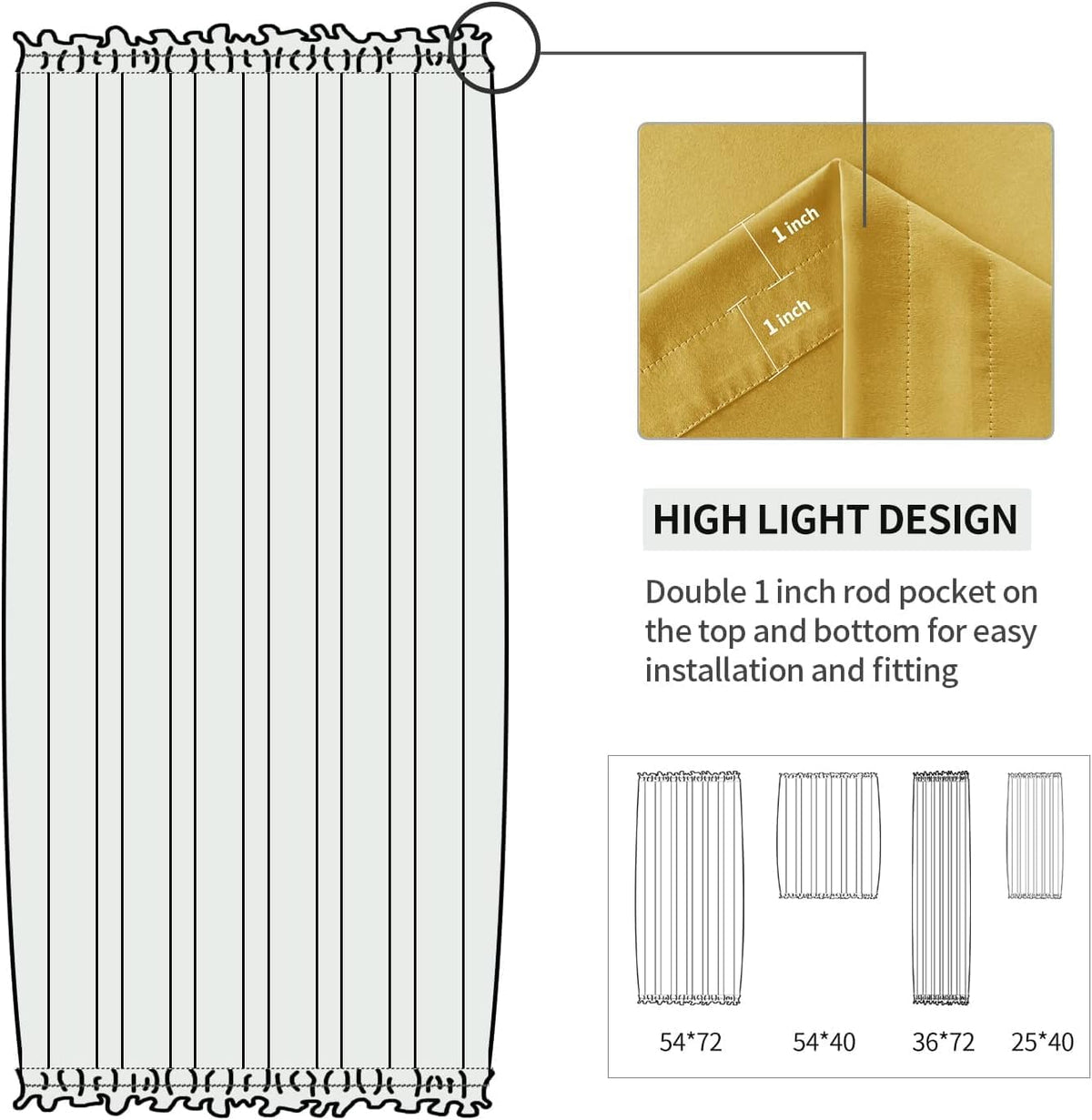DWCN French Door Curtain - Rod Pocket Thermal Blackout Panel for Doors With Glass Window, Kitchen