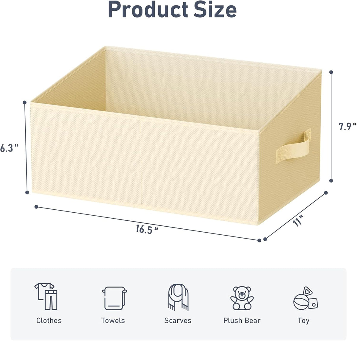 DIMJ Large Closet Storage Bins 8 Pack - Fabric Trapezoid Closet Organizer Bin, Foldable Storage