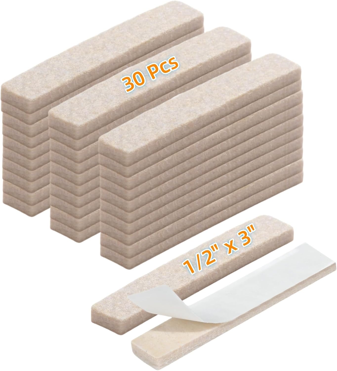 Furnigear Felt Strips with Adhesive Backing for Furniture - Felt Furniture Pads for Hardwood