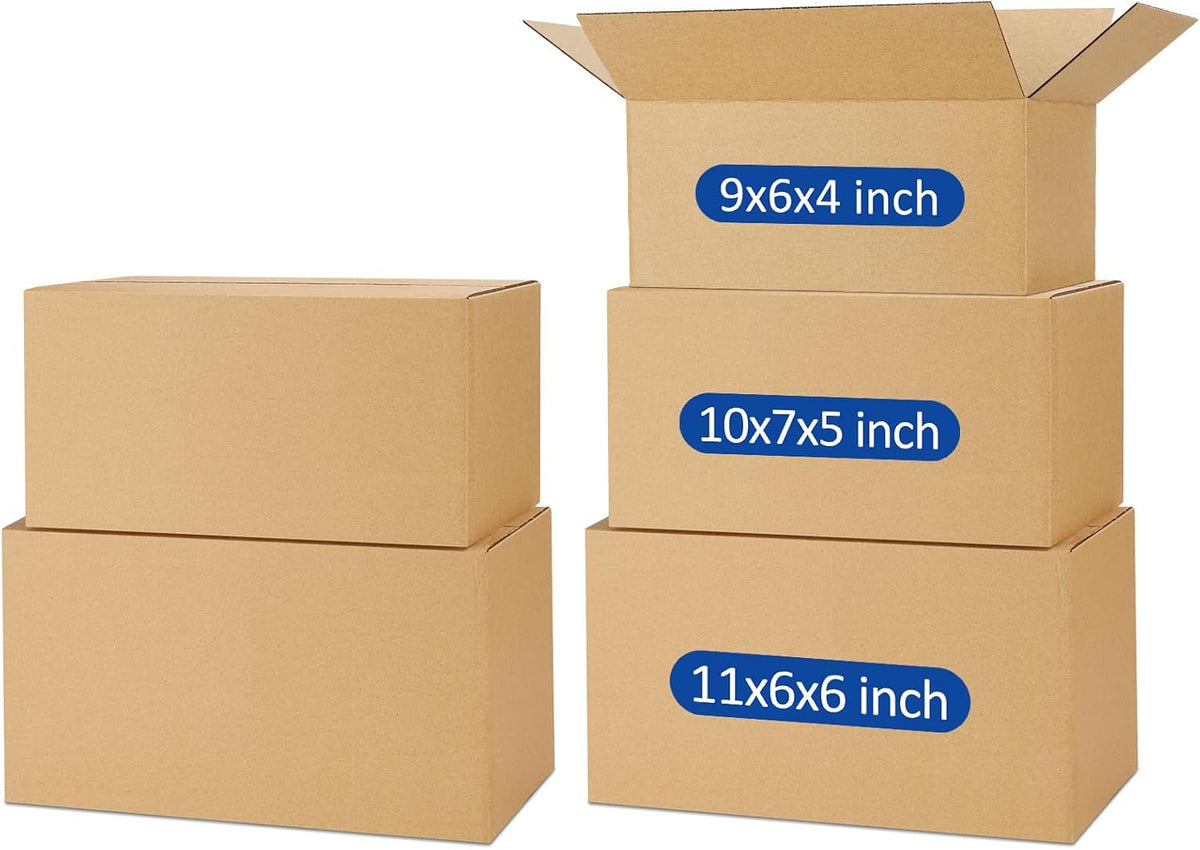 Assorted-Sizes-Shipping-Boxes-45-Pack: 9x6x4 & 10x7x5 & 11x6x6 Small-Shipping-Boxes-Mailers, Brown