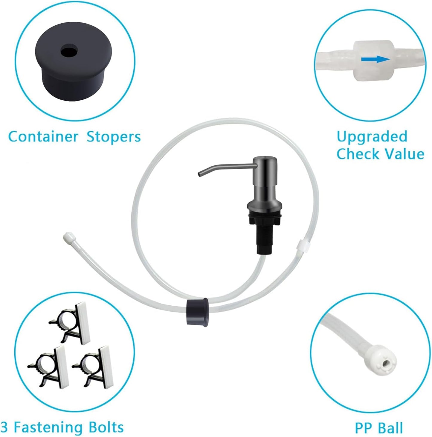Kitchen Sink Soap Dispenser With 47" Extension Tube Kit, Under Sink Pump, No Need for Refills, Good