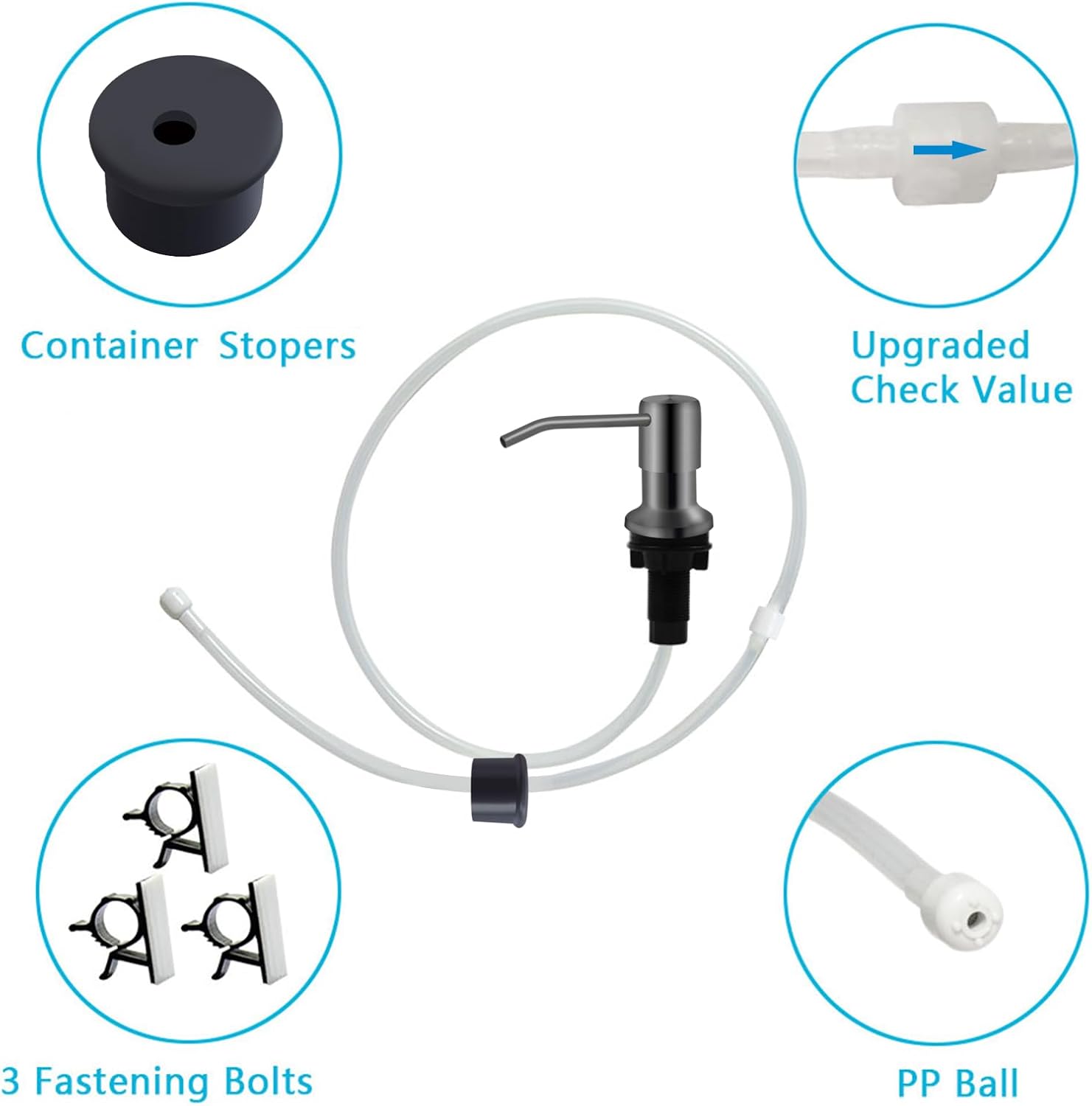Kitchen Sink Soap Dispenser With 47" Extension Tube Kit, Under Sink Pump, No Need for Refills, Good