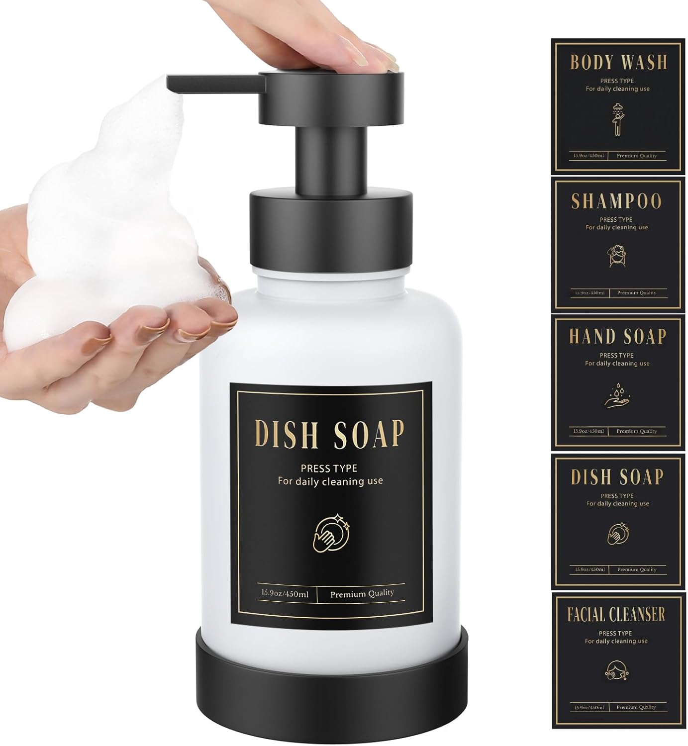 Luxspire Foaming Soap Dispenser, Glass Foam Pump Soap Dispenser, Non-Slip Hand Soap Container with