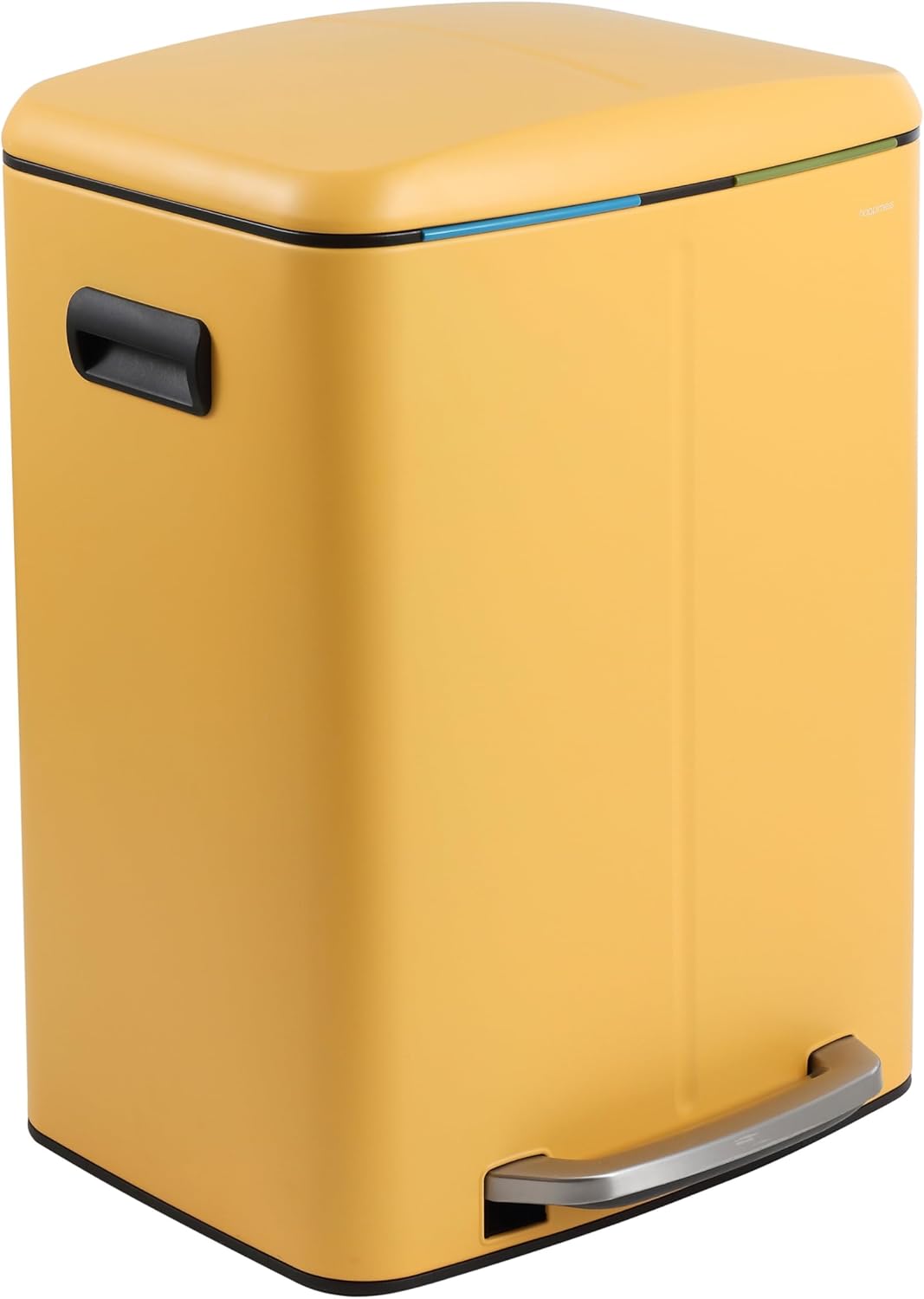 happimess HPM1005L Marco Rectangular 10.6-Gallon Double Bucket Trash Can with Soft-Close Lid