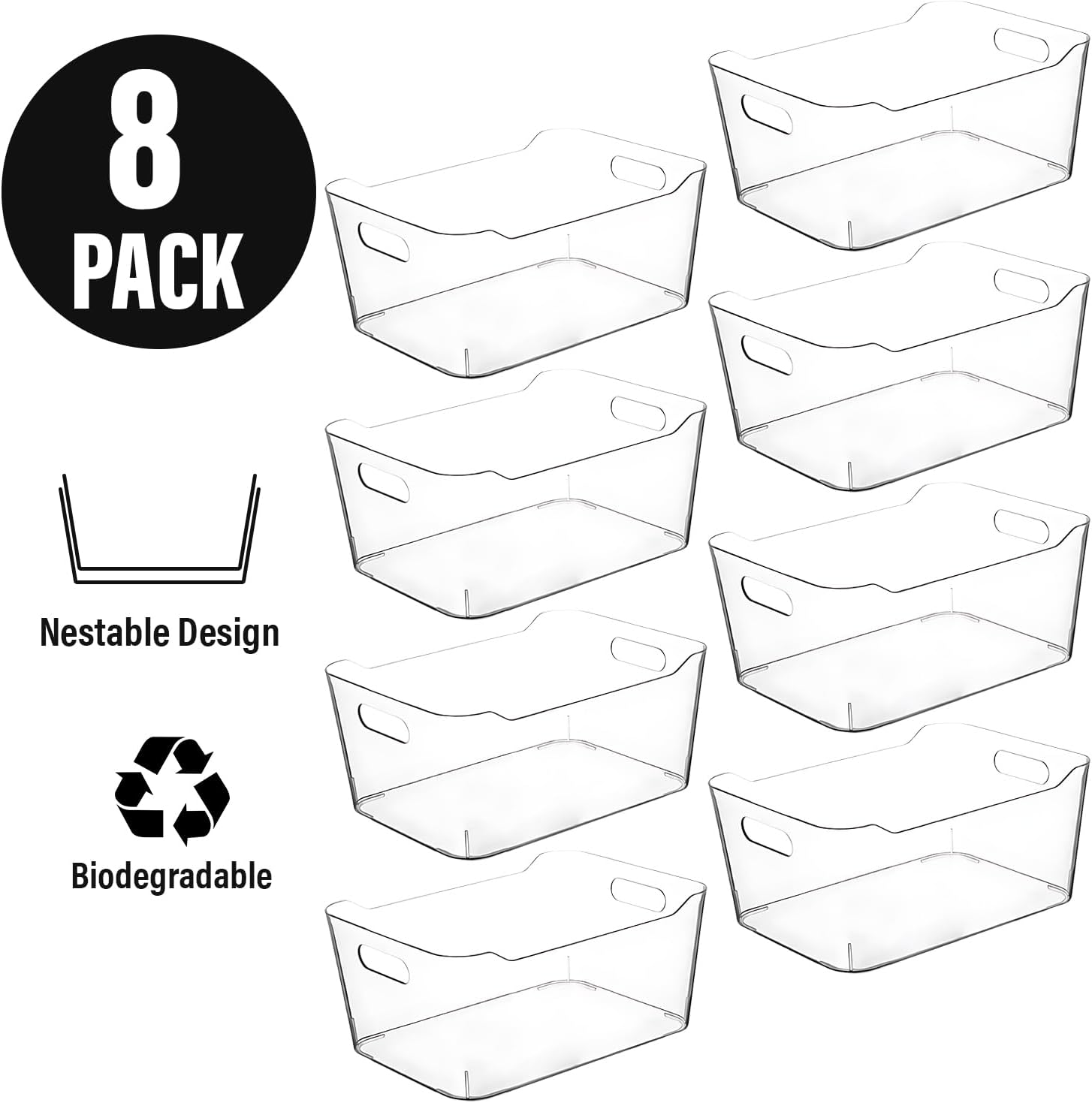 Clear Extra Large Plastic Storage Bins, Pantry Organizers and Storage Containers Fridge Organizer