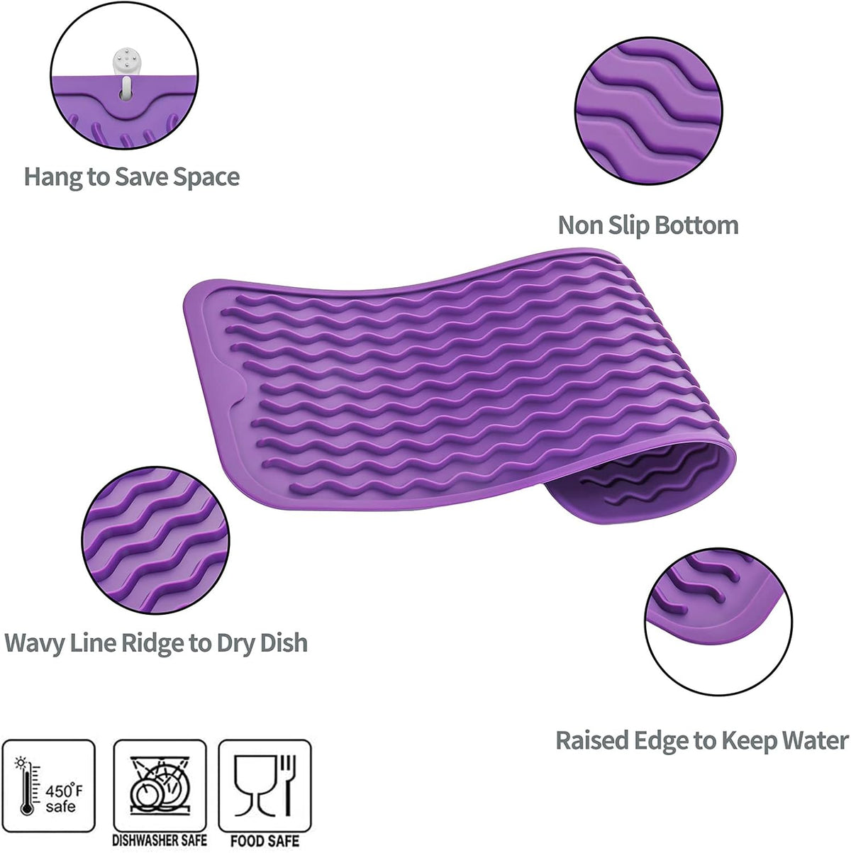 Silicone Dish Drying Mat for Multiple Usage,Easy clean,Eco-friendly,Heat-resistant Silicone Mat for