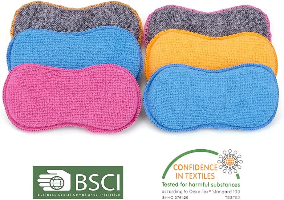 UPSTAR Dish Sponges Kitchen, Microfiber Cleaning Scrubber for Dishwashing, Sink, Basin and