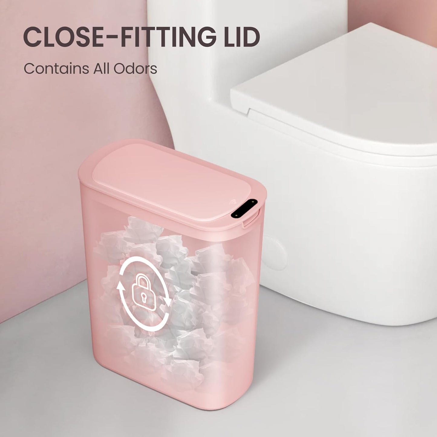 Cesun Automatic Motion Sensor Bathroom Trash Can with Lid, 2.6 Gallon Touchless Trash Bin, Smart