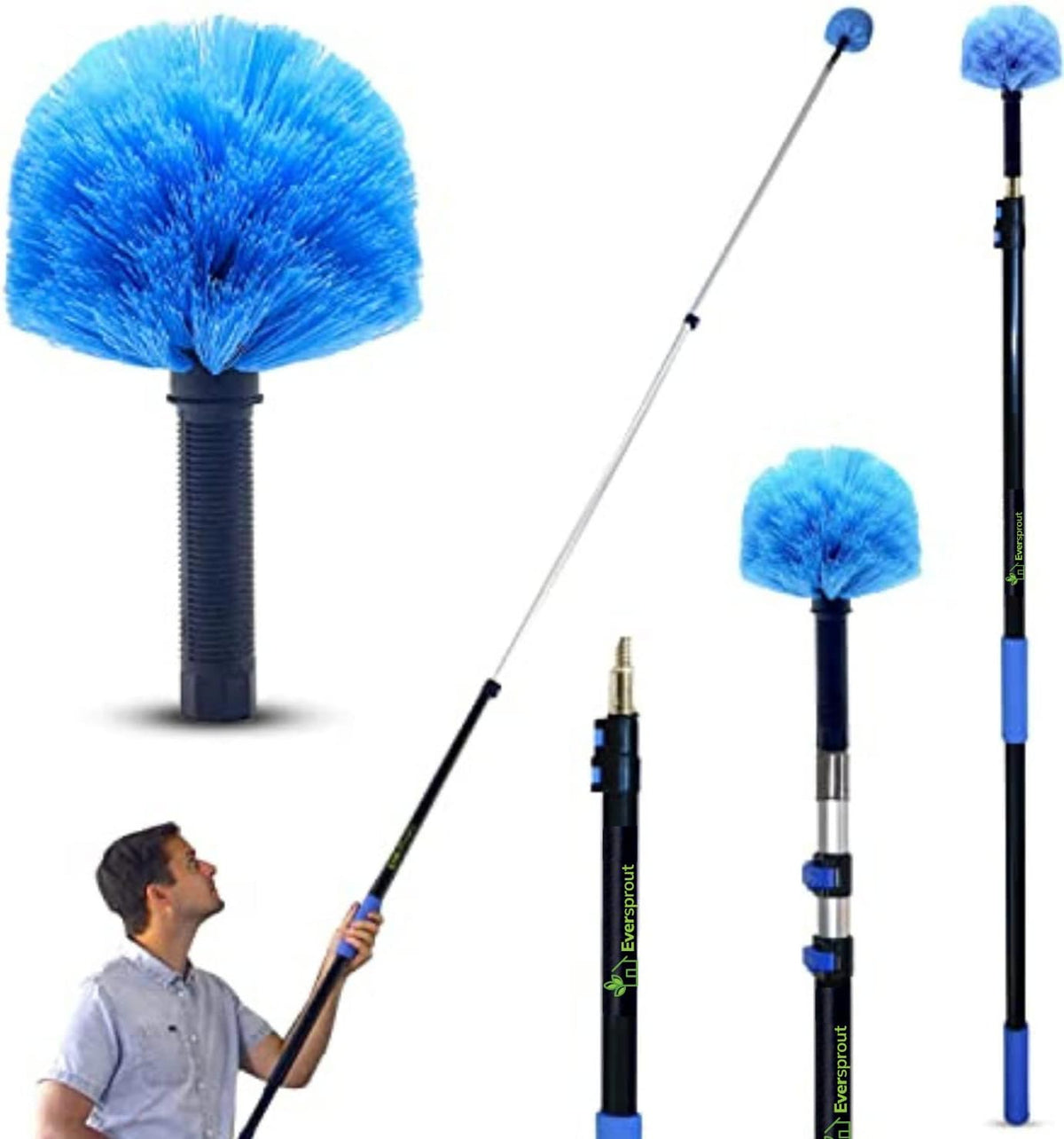 EVERSPROUT 5-to-12ft Telescoping Durable Duster with Extension Pole – Lightweight 3 Stage Cobweb