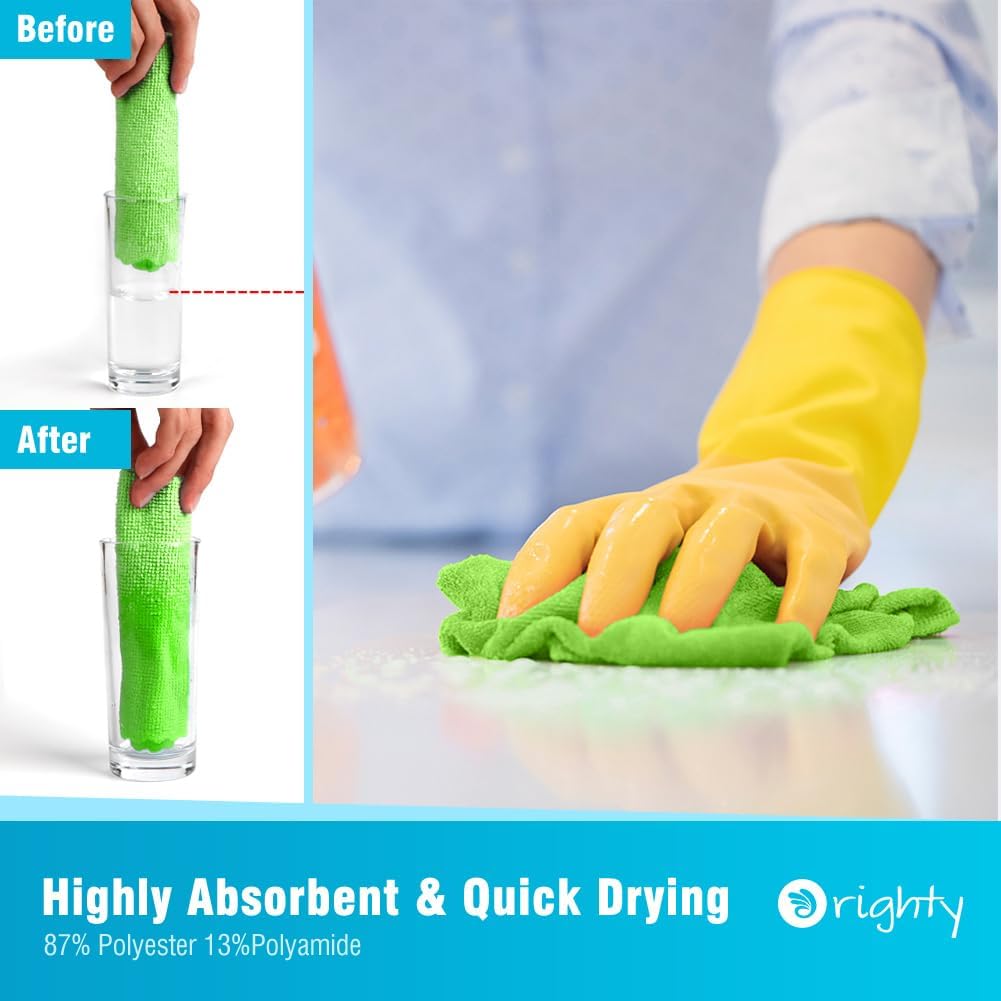 Orighty Microfiber Cleaning Cloth, 24 Pack Highly Absorbent Cleaning Supplies, Reusable Clean Rags