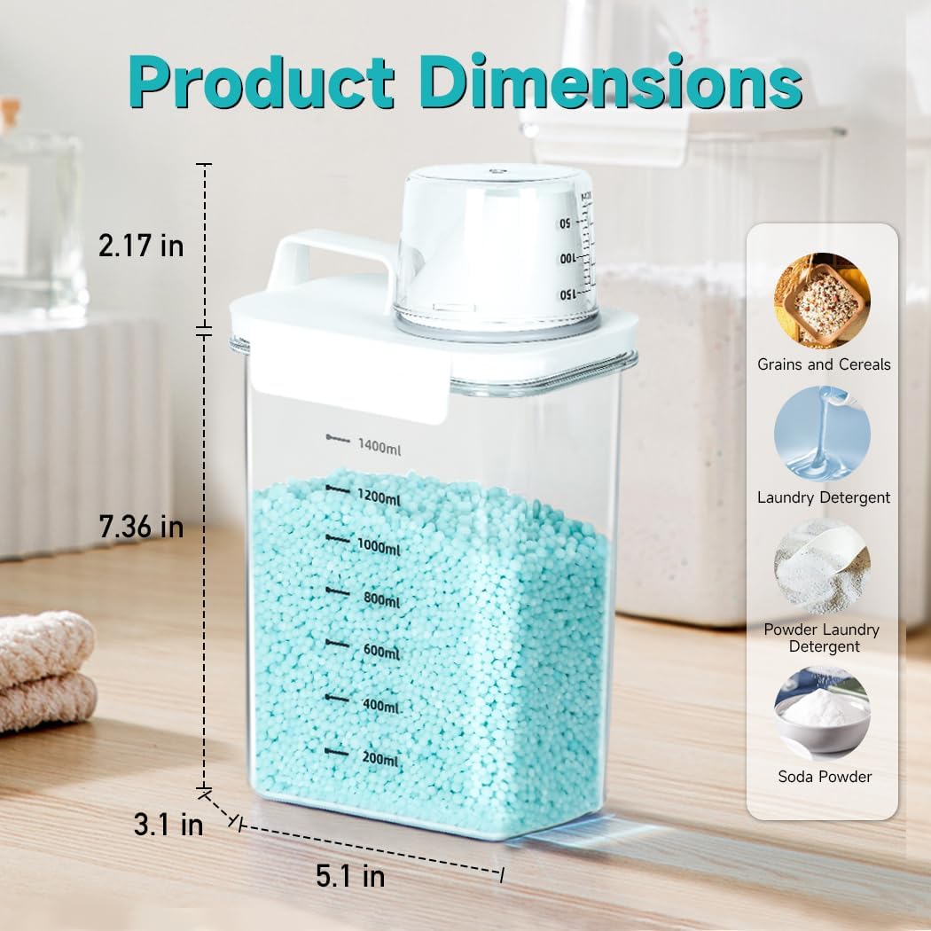 Tokokimo Laundry Detergent Dispenser - Powder Container & Scent Booster Beads Dispenser for Laundry
