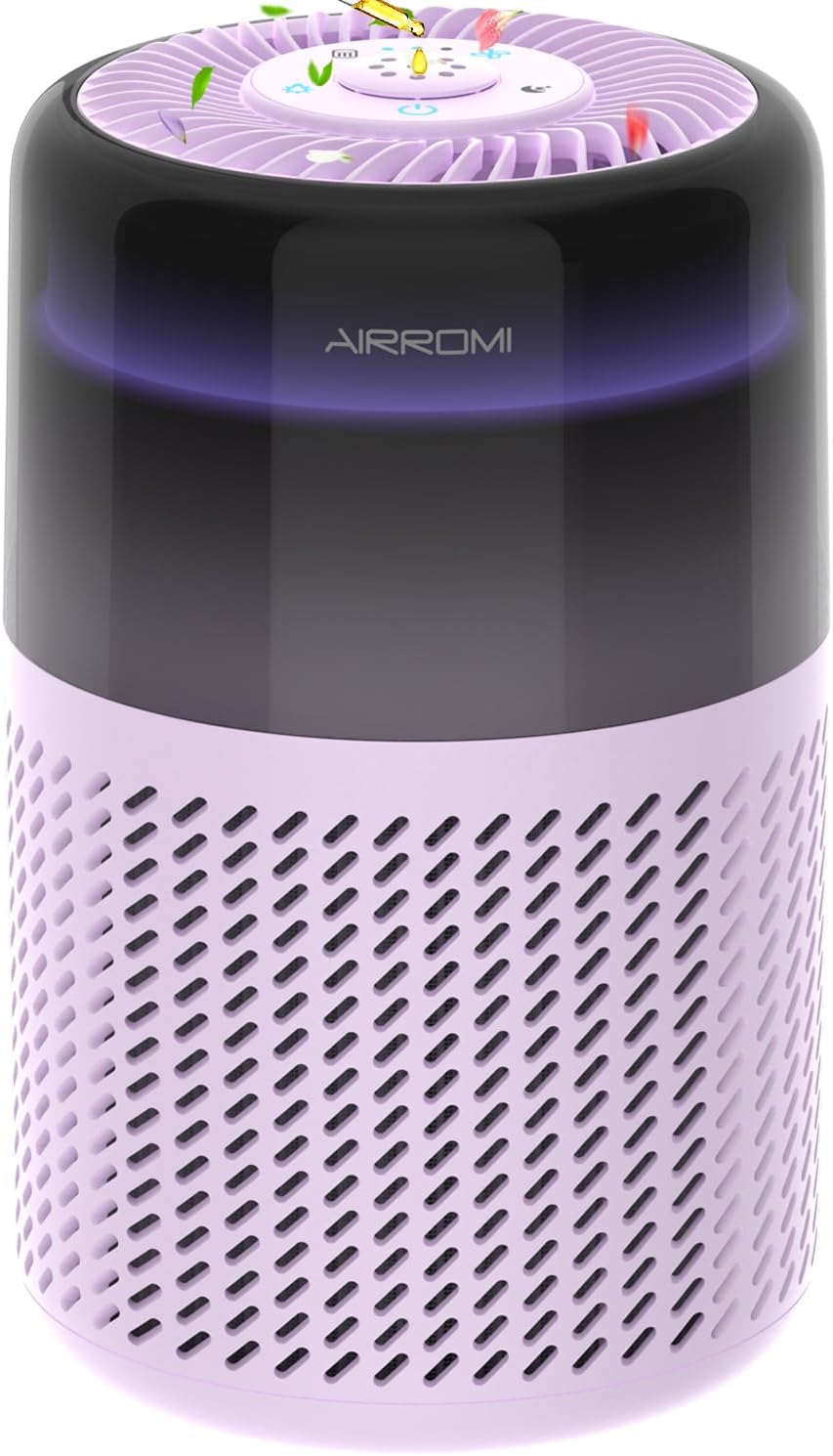 AIRROMI Air Purifier for Bedroom Home,HEPA Filter,Covers Upto 549 Ft²,Quiet 360°intake Air Cleaner
