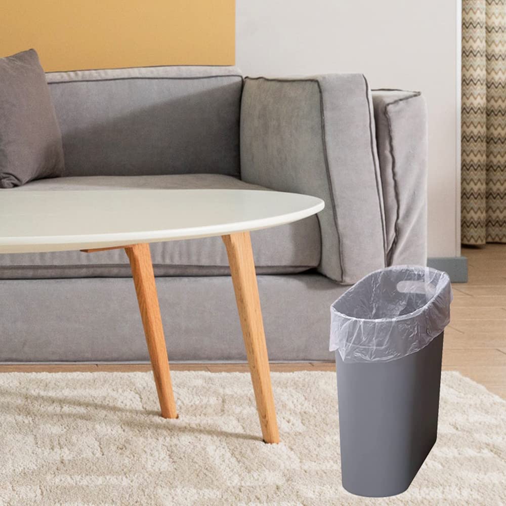 Small Trash Can Plastic Bathroom Wastebasket 3.2 Gallon Slim Garbage Container Bin with Handle for