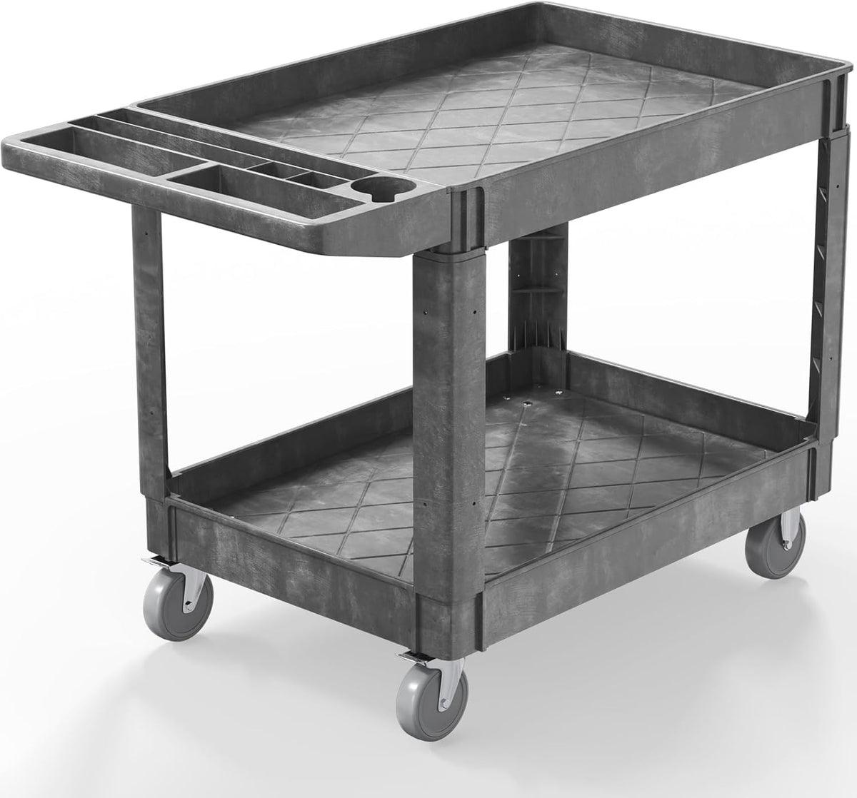 Utility Cart on Wheels, 1000 lbs Capacity Rolling Service Cart, 45 x 25 Inch Work Carts, 2 Shelf