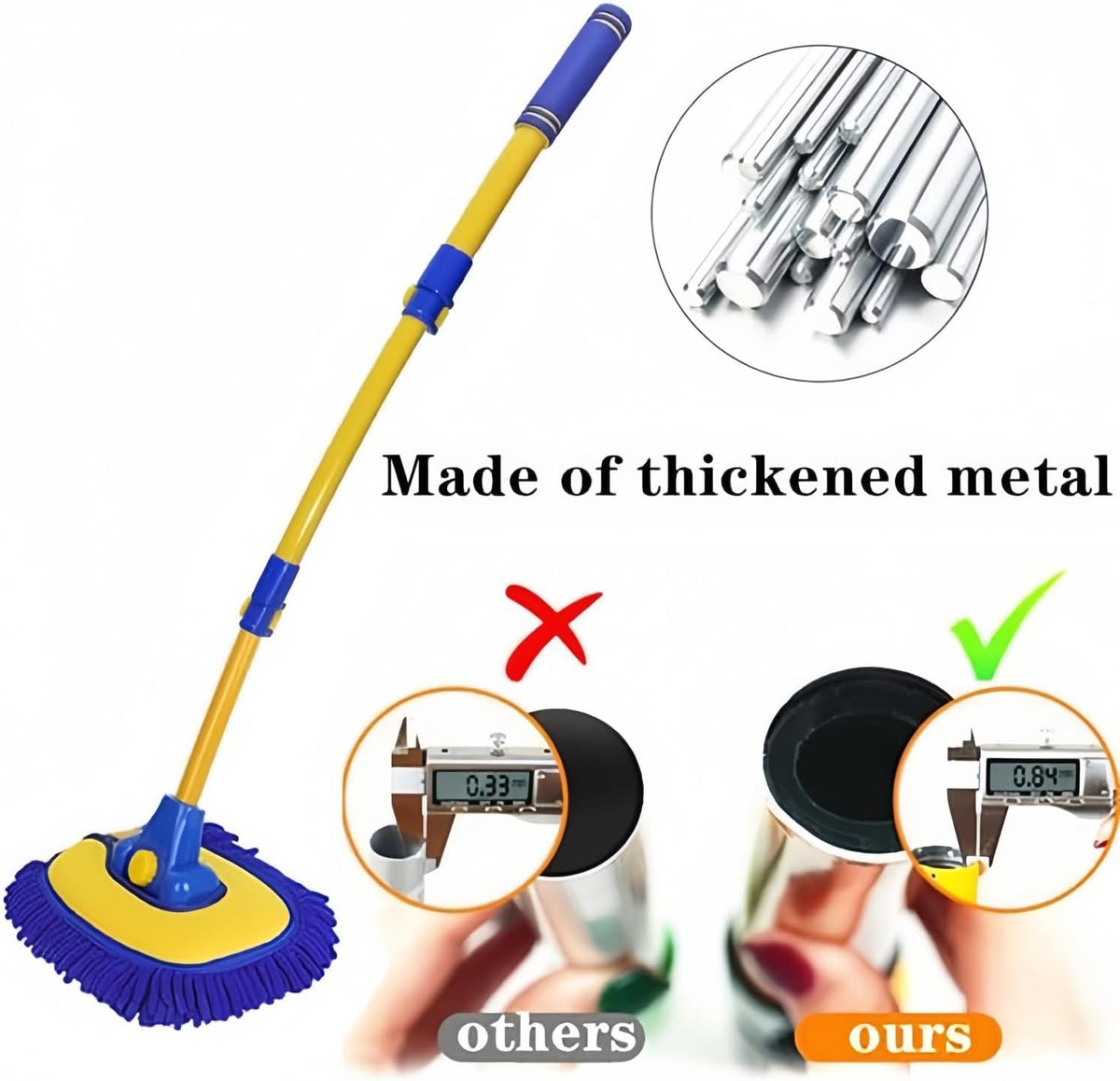 Car Wash Brush with Long Handle, Microfiber Towels Car Wash Kit Cleaning Supplies, Car Wash Mop