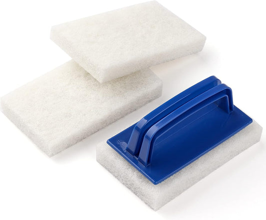 Handled Bath Scrubber, Bathroom Scouring Pad, Heavy Duty Cleaning Sponge Scrub Brush, Non-Scratch