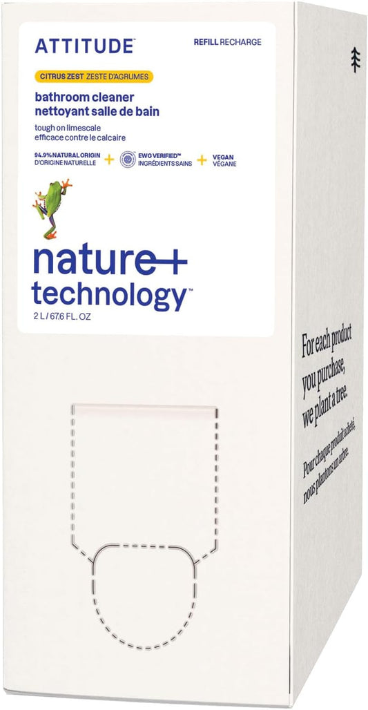 ATTITUDE Bathroom Cleaner Spray Refill, EWG Verified, Plant-Based & Vegan, Safe for Bathroom