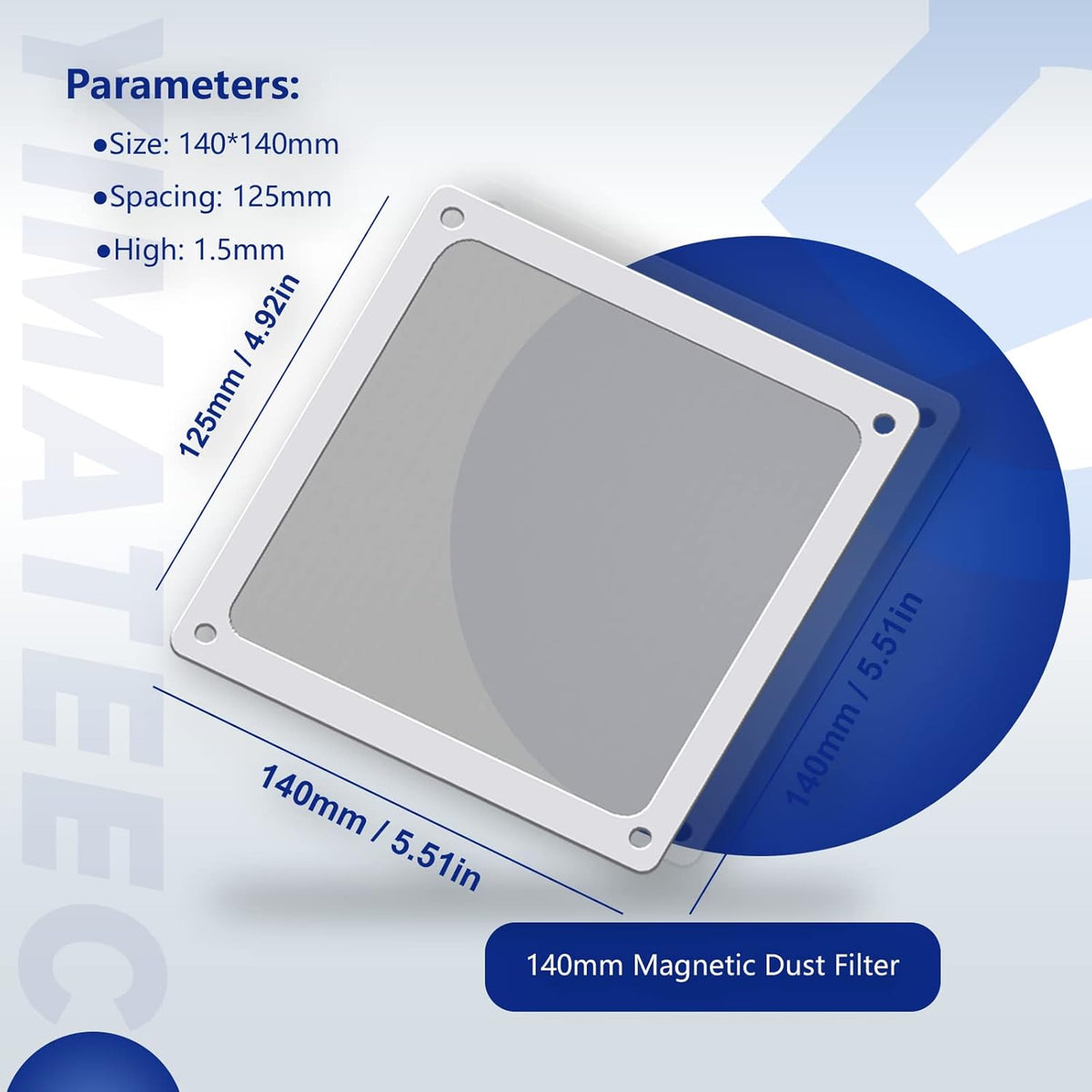 Dust Filter PC 140mm for Computer Cooler/PSU/Routers Nylon 80 Mesh, Magnetic Frame PC Fan Dust Mesh