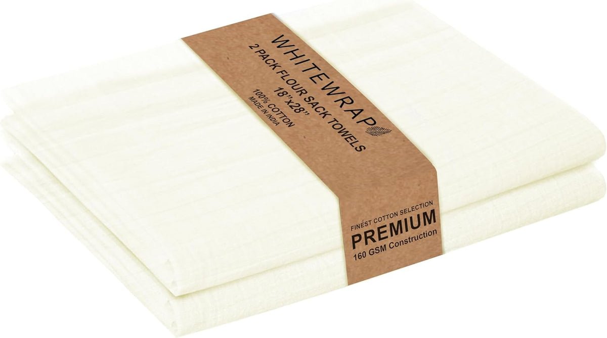 WHITEWRAP Flour Sack Towels| Tea Towel for Crafts| Kitchen Dish Cotton Blank Towel for