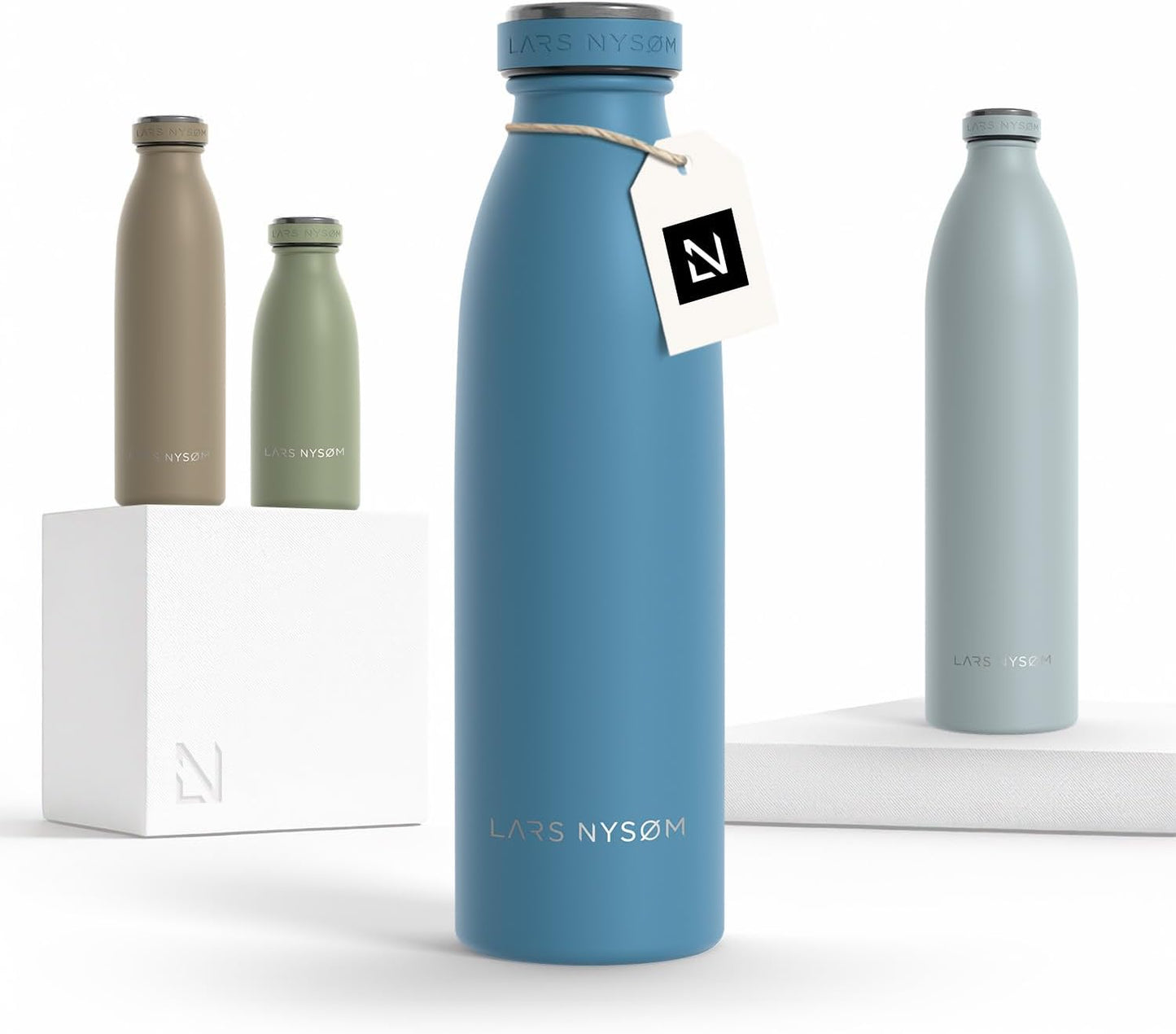 LARS NYSØM Stainless Steel Insulated Water Bottle 12oz 17oz 25oz 34oz 51oz | Insulated Thermo Flask