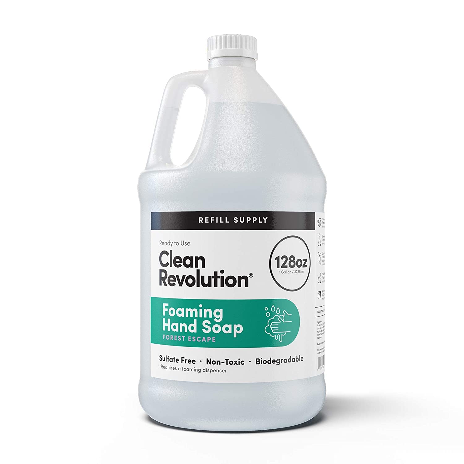 Clean Revolution Foaming Hand Soap Refill Supply Container, Ready to Use Formula, Forest Escape
