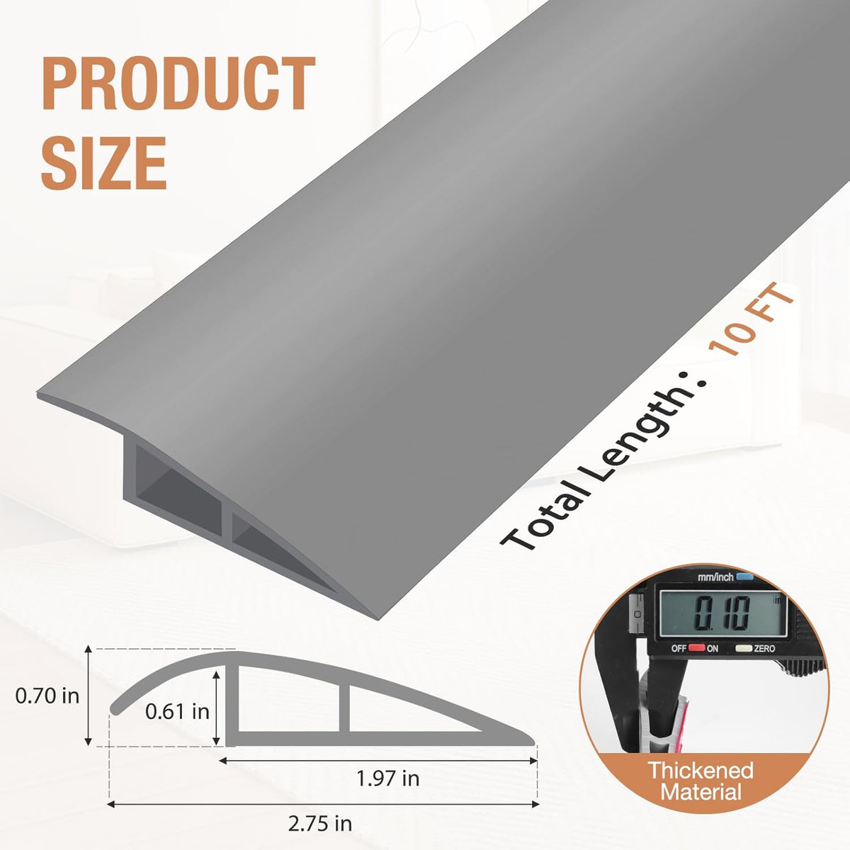 Floor Transition Strip Self Adhesive Vinyl Door Threshold for Doorways Carpet Edging Trim Overlap