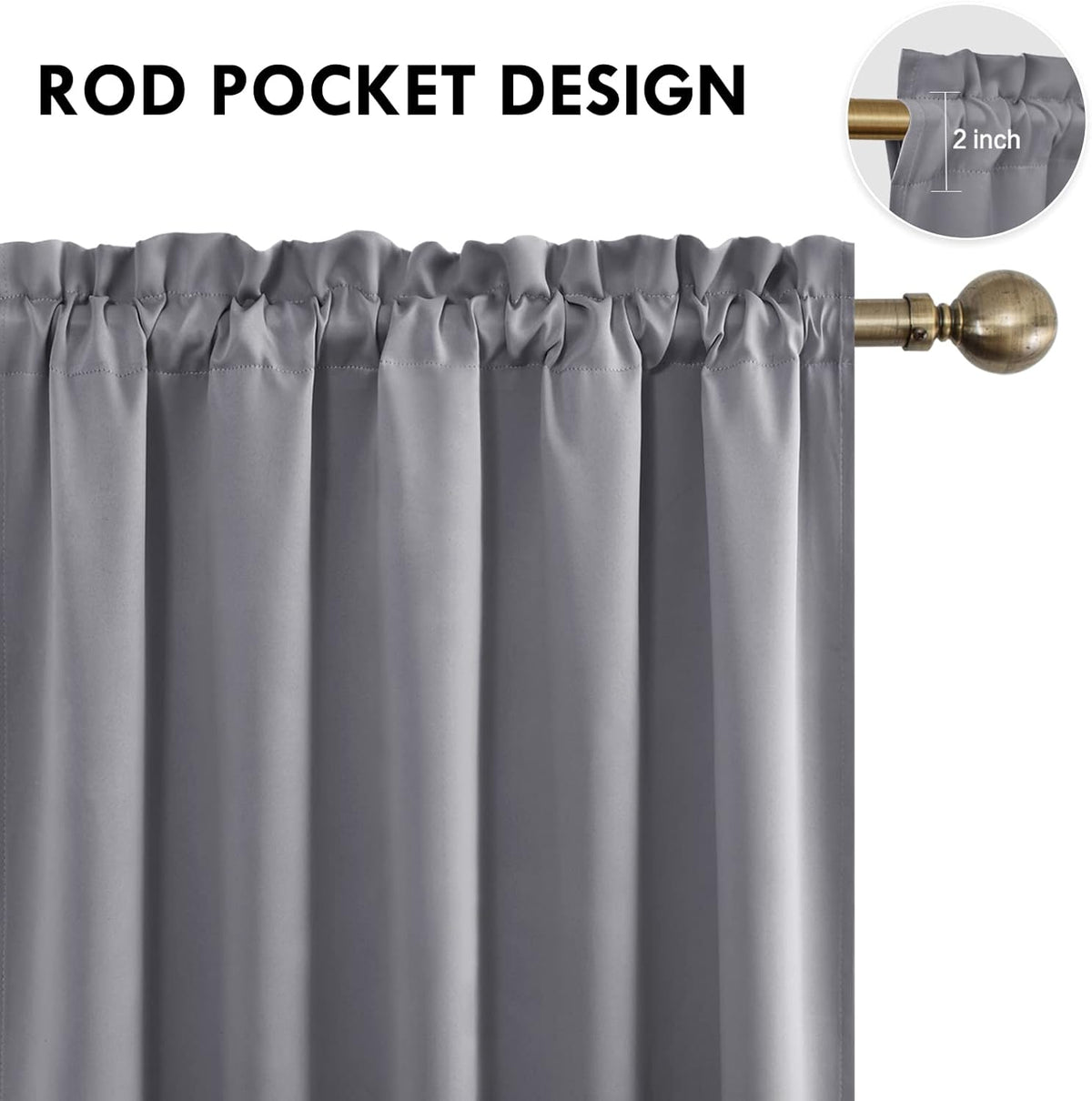 DWCN Blackout Curtains for Bedroom – Rod Pocket Thermal Insulated Noise Reducing Noise Reducing