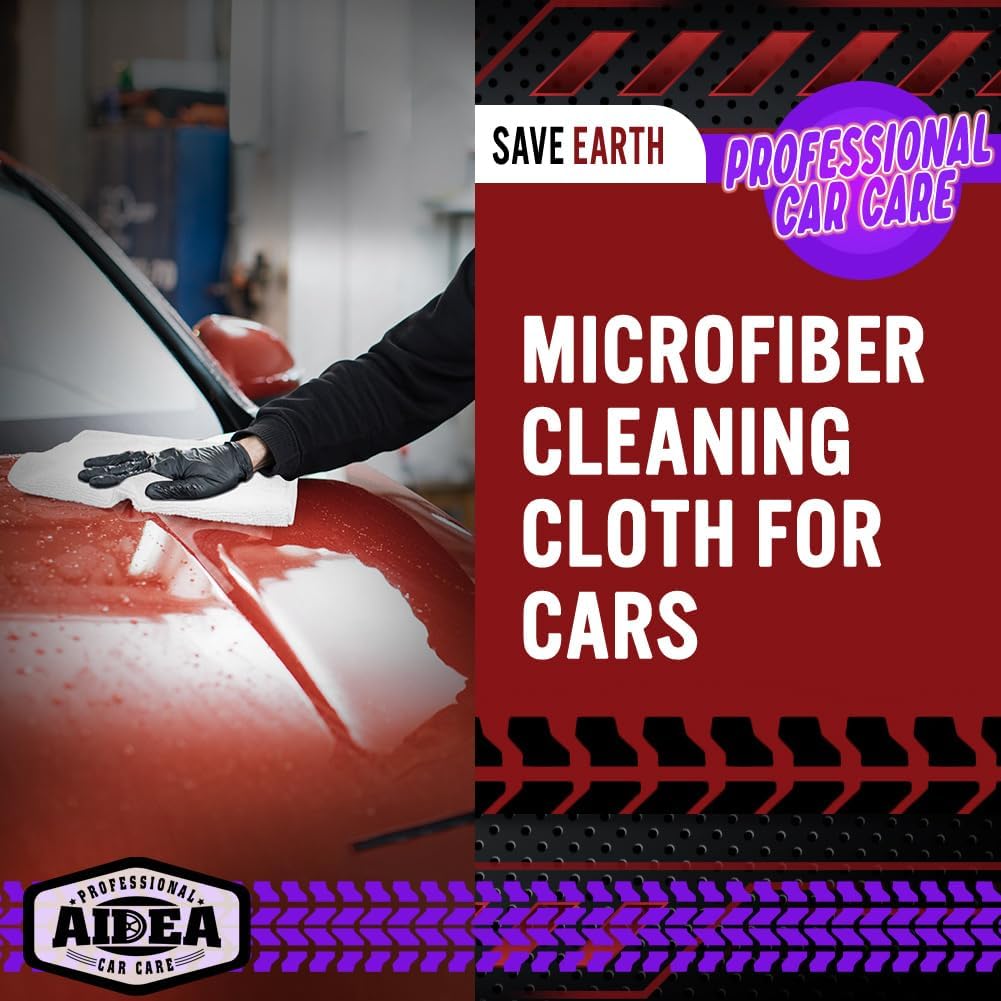 AIDEA Microfiber Cleaning Cloth White 10PK, Microfiber Towels for Cars, Premium Car Cloths, Dusting