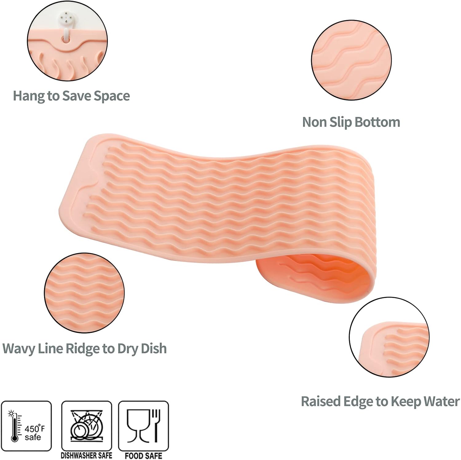 Silicone Dish Drying Mat for Multiple Usage,Easy clean,Eco-friendly,Heat-resistant Silicone Mat for