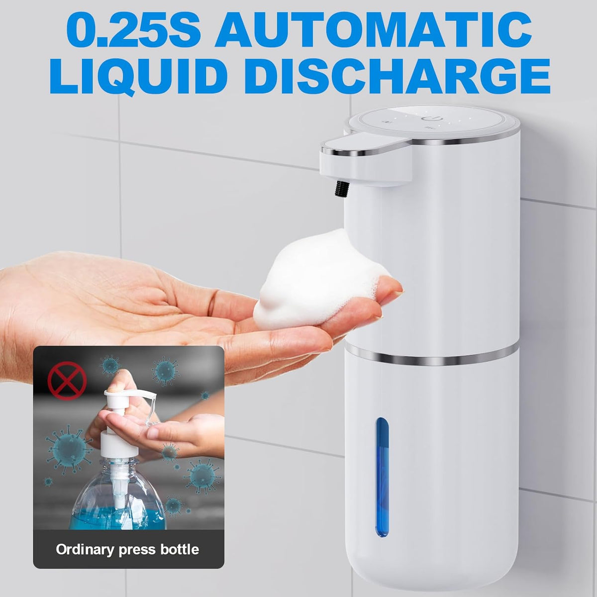 Automatic Foaming Soap Dispenser, 12.8oz/380ml Wall Mount Touchless Soap Dispenser with Sensor
