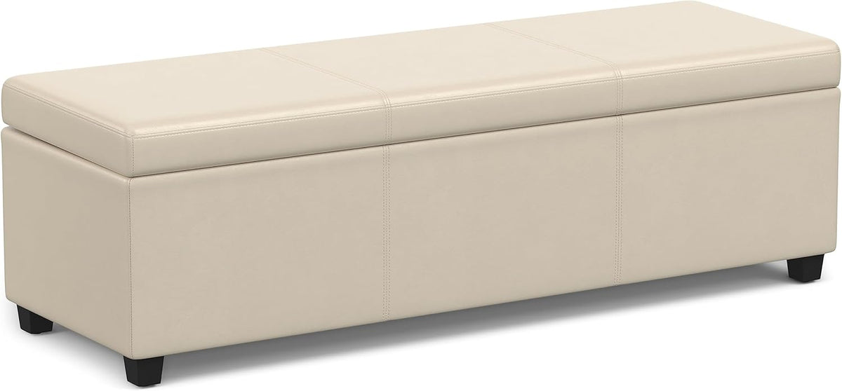 SIMPLIHOME Avalon 54 inch Wide Contemporary Rectangle Extra Large Storage Ottoman Bench in Satin