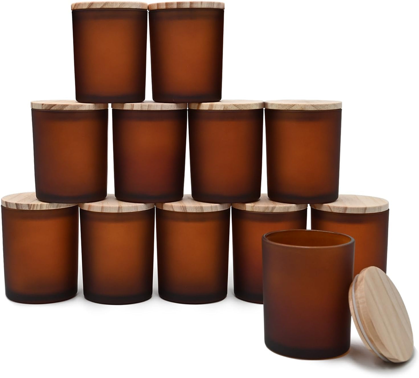 Thick Candle Jars for Making Candles 12 Pcs, 7 OZ Empty Jars with Wood Lids for Candle Making