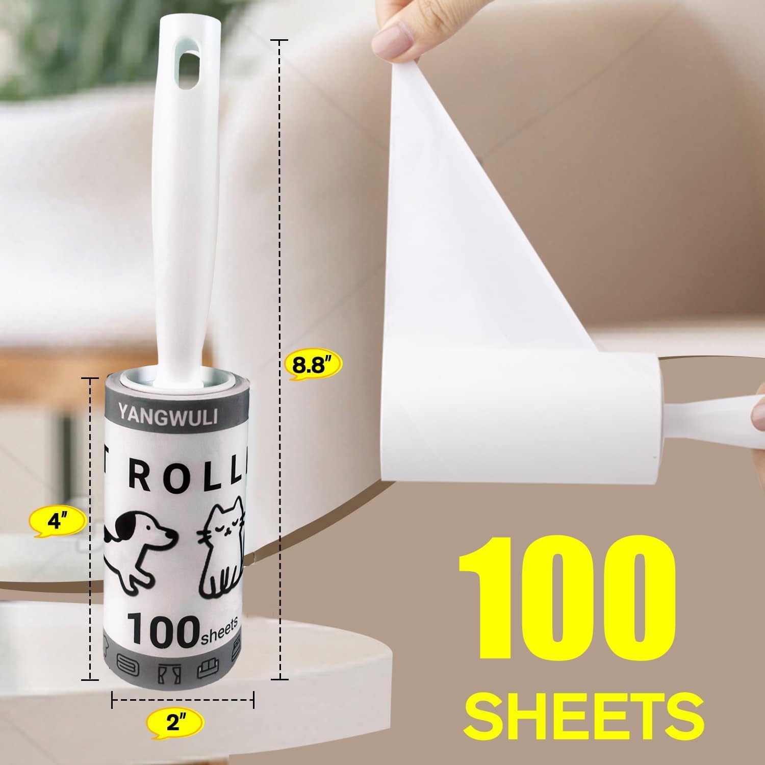 Lint Rollers for Pet Hair Extra Sticky, 400 Sheets Mega Value ，Clothing Hair Remover, Dog and Cat