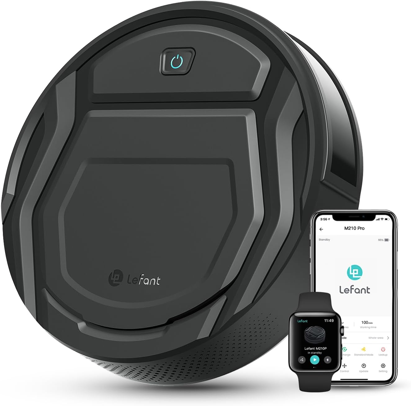 Lefant M210P Robot Vacuum, Powerful Suction, Quiet, Ultra-Slim, 120 Mins Runtime, Self-Charging