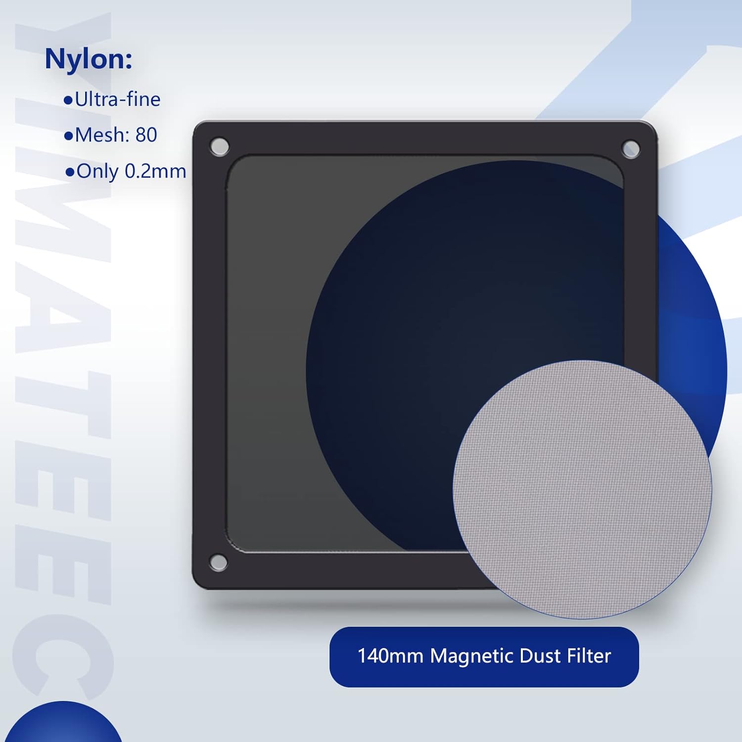 Dust Filter PC 140mm for Computer Cooler/PSU/Routers Nylon 80 Mesh, Magnetic Frame PC Fan Dust Mesh