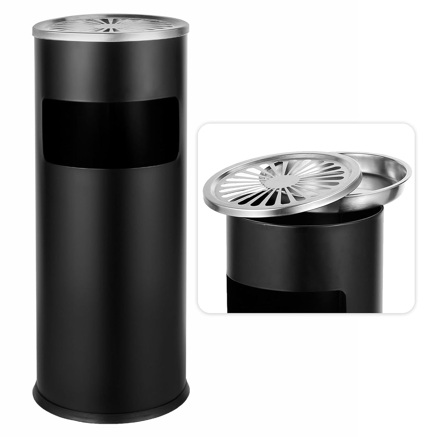 Trash Can Outdoor Waste Container Round Stainless Steel Trash Can with Removable Inner Bucket for