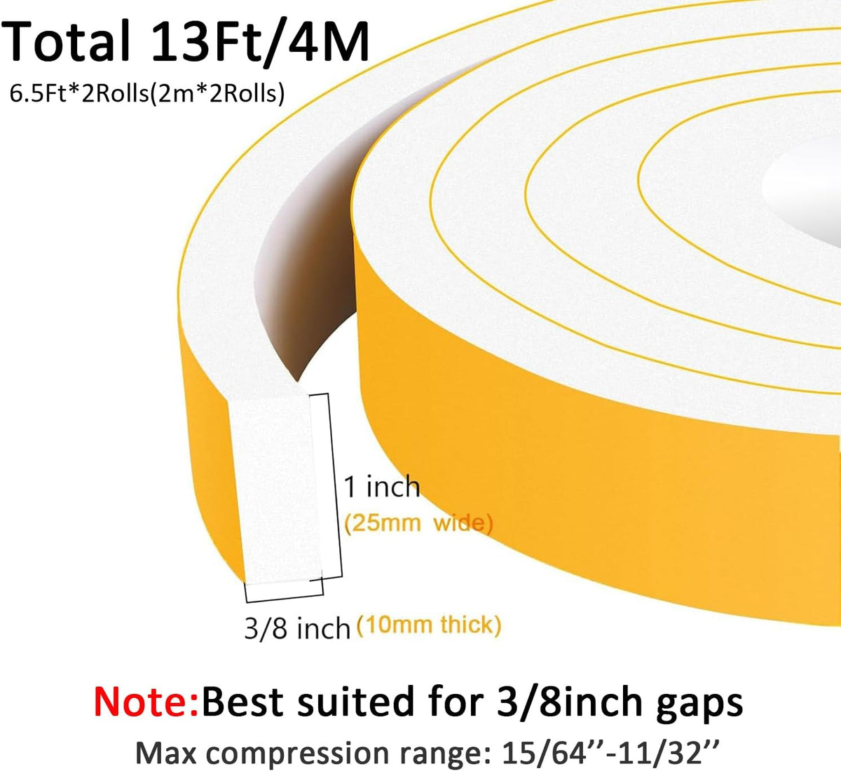 Strong Adhesive Foam Weather Stripping, High Density Door Insulation Strip，AC Window Insulation