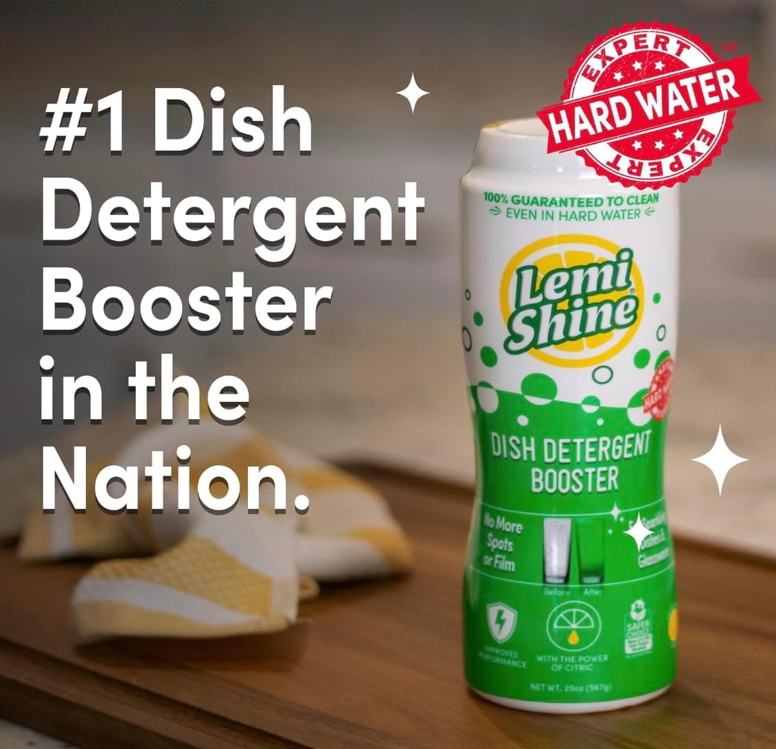 Lemi Shine Dish Detergent Booster, Hard Water Stain Remover, Multi-Use Citric Acid Cleaner 10 oz
