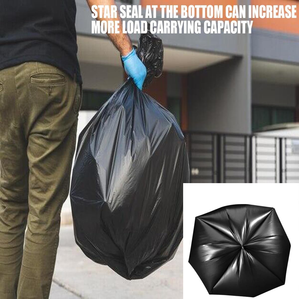 2-4 Gallon Trash Bags, 200 Count Black Garbage bags, Small Trash Can Bin Liners for Bathroom