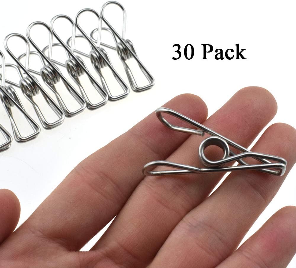 HAHIYO Clothespins Chip Clips All Metal Stainless Steel No Rust Stains Strong Grip in Heavy Wind