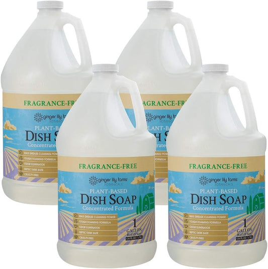 Ginger Lily Farms Botanicals Plant-Based Liquid Dish Soap, Concentrated Formula with Max Grease