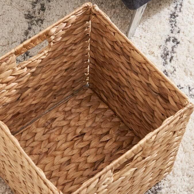 12 x 12in Water Hyacinth Storage Baskets, Wicker Storage Baskets for Shelves, Woven Baskets for