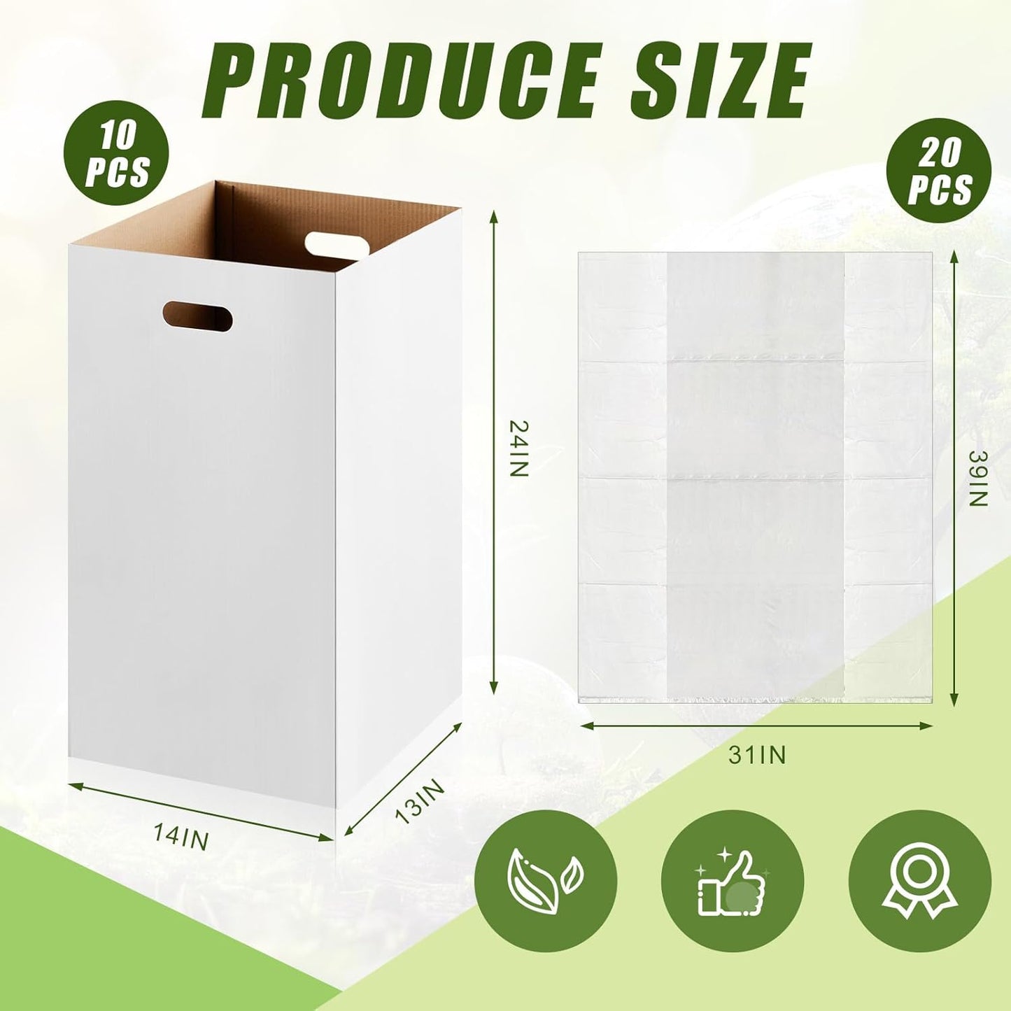 10 Pack 20 Gallon Corrugated Cardboard Trash Cans Bulk for Events Parties Disposable and Reusable