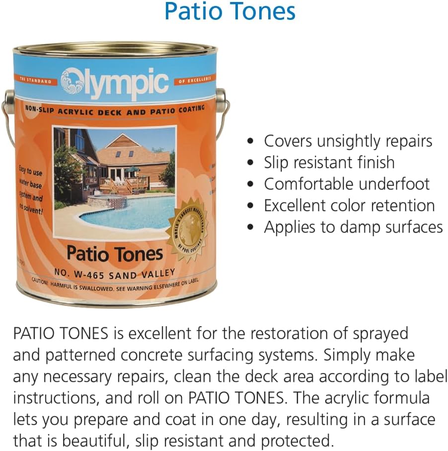 Olympic Patio Tones - Desert Sun - 1 Gallon - Non-slip acrylic deck and patio coating, concrete
