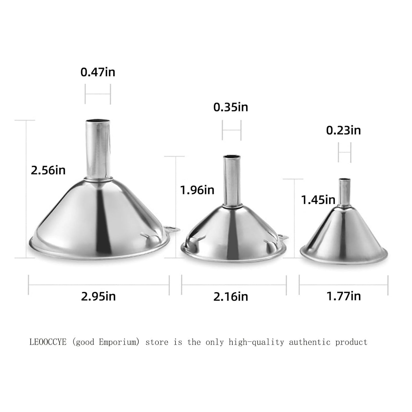 3 Pcs Stainless Steel Kitchen Funnel Made of Food-Grade Stainless Steel That withstands high and