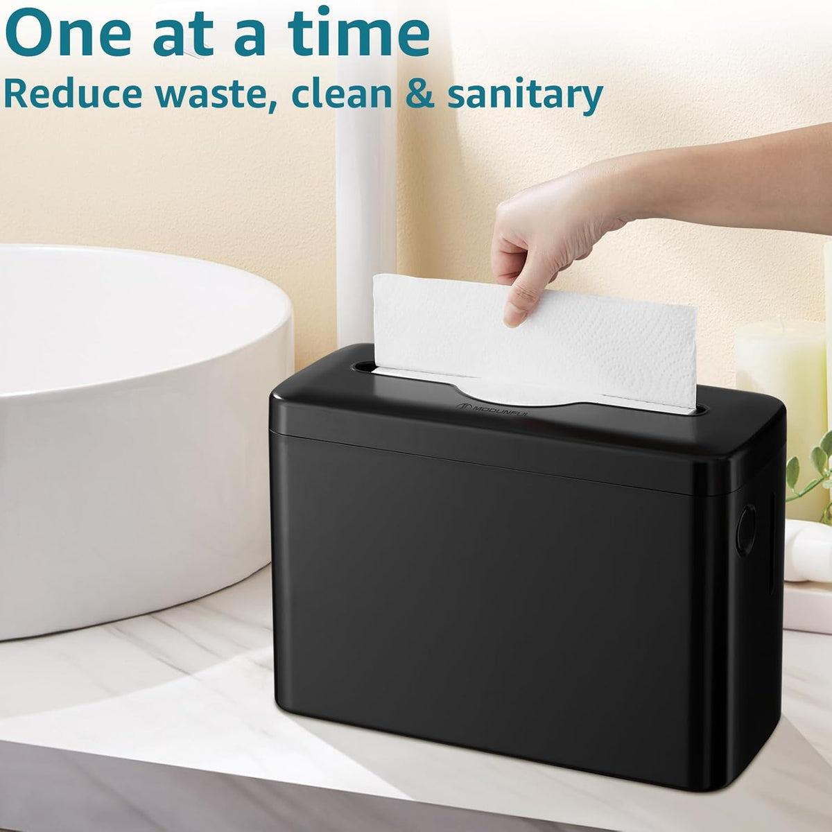Multifold Paper Towel Dispenser Countertop, Heavy Duty Wide-Design, 300-Sheet Large Capacity Black