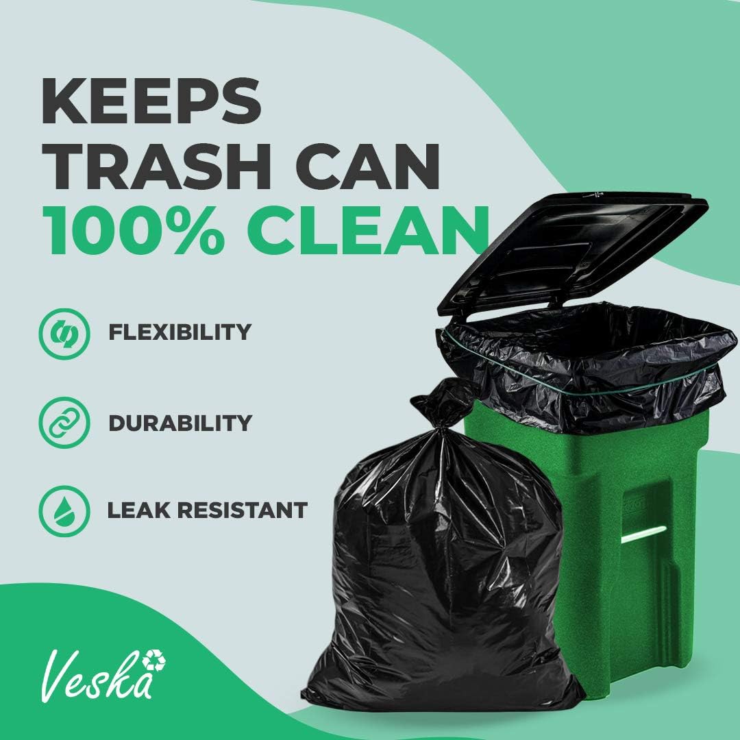 95 Gallon Trash Bags Heavy Duty | Mega-Value Pack 72 Bags | Extra Large Black Can Liners | 90-100