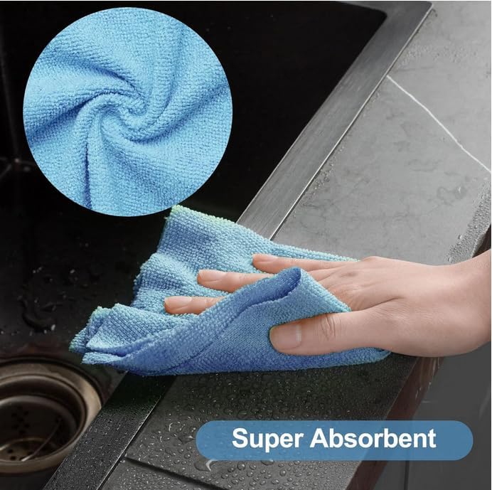 Microfiber Cleaning Cloth Roll, 20 Pack Reusable Tear Away Towels, 9.8" x 9.8", Cleaning Supplies