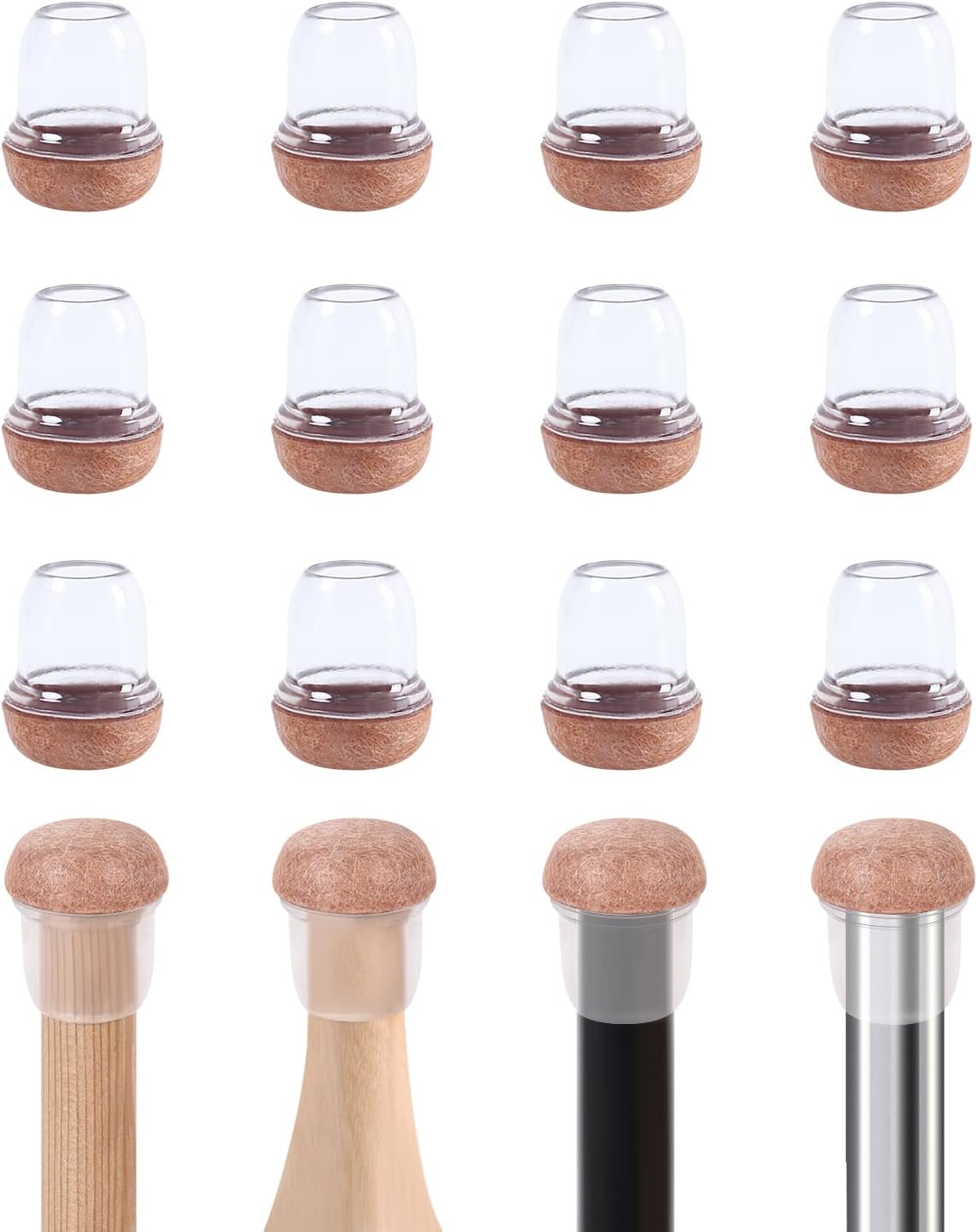 Ezprotekt 24 Pcs Small Clear Silicone Chair Leg Floor Protectors for Hardwood Floors, Chair Leg
